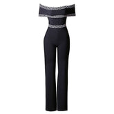Eloise Black Off Shoulder Bandage Jumpsuit